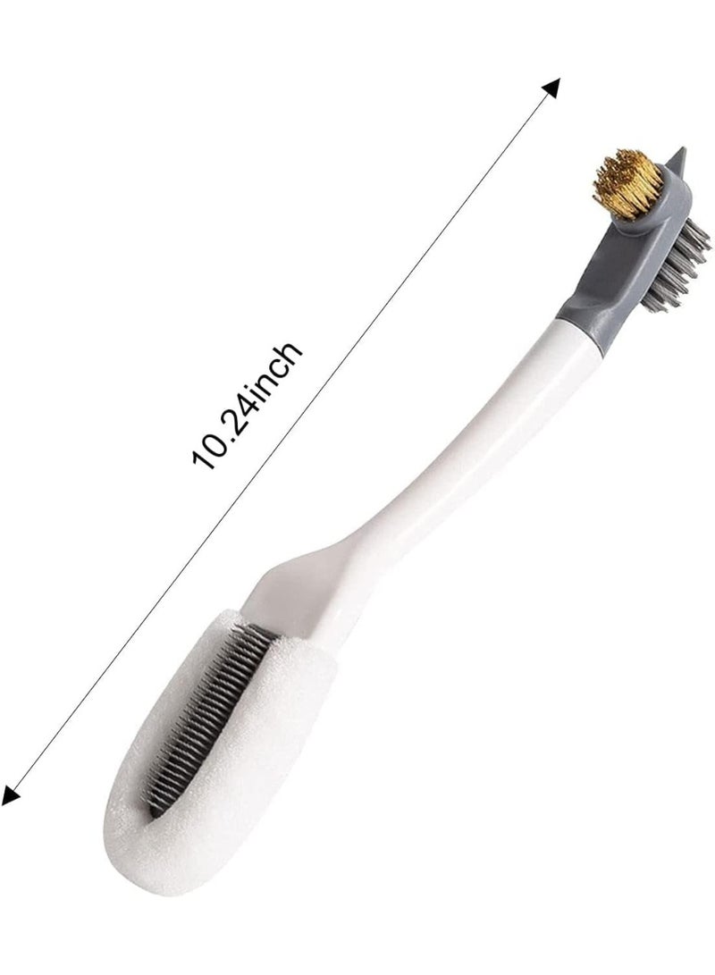 Happy Home Double-End Multi-Functional Shoe Cleaning Brush – Fine Fiber, Silicone, Hard & Steel Bristles – Ergonomic Handle – Deep Clean Sneakers, Canvas, White & Leather Shoes – Household Cleaning Tool for Bathroom, Kitchen & Small Corners – Detachable, Durable & Easy to Store - Image 3