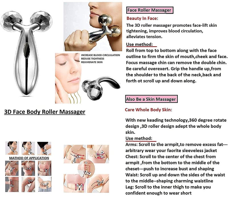 RUDRESHWAR Face Massager Jade Roller  Gua Sha Tool 100 Natural Stone3D Manual Body Massager RollerT Shape Gold Energy Beauty Bar Vibration Facial Massager Ice Roller Face MassagerMulti Color - Image 5