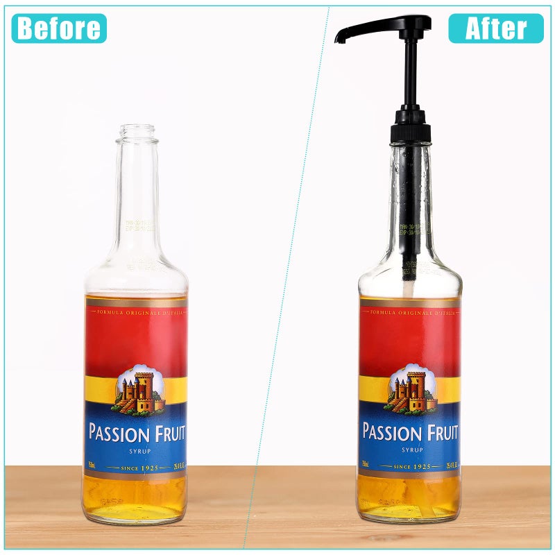 Zopeal 8 Pieces Syrup Pumps, Coffee Syrup Dispenser Pump, Fits 750ml Bottles for Snow Cones Caramel Flavorings Bottle (Black) - Image 3