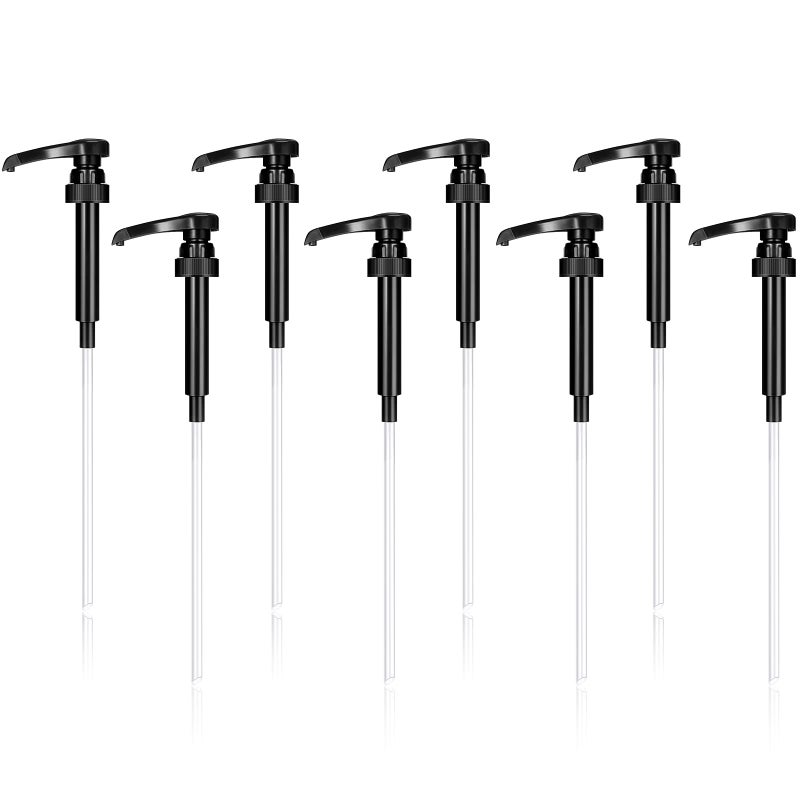 Zopeal 8 Pieces Syrup Pumps, Coffee Syrup Dispenser Pump, Fits 750ml Bottles for Snow Cones Caramel Flavorings Bottle (Black) - Image 1