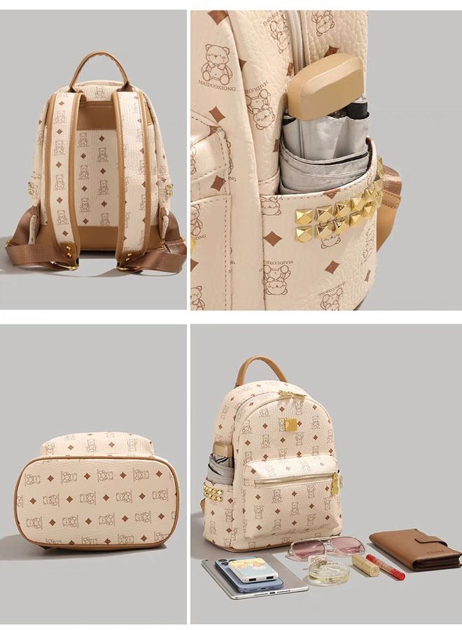 Cute Little Bear Backpack Female College Student Leisure Backpack Large Capacity Schoolbag