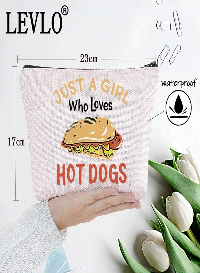 ليفلو حقيبة مستحضرات تجميل LEVLO بتصميم هوت دوغ مرح، هدية مثالية لمحبي الطعام، هدية رائعة لفتاة تعشق الهوت دوغ. حقيبة مكياج بسحاب، هدية مثالية لمحبي الهوت دوغ. - Image 2