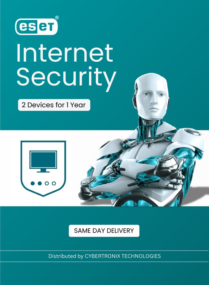 ESET Internet Security | 2 Devices for 1 Year | Digital License | Same Day Delivery