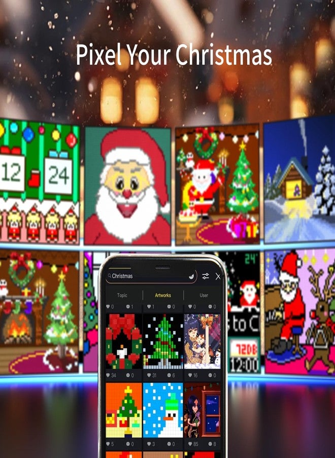 ديفوم ساعة Divoom Pixoo 16 الرقمية - ساعة بكسل آرت رقمية مع تحكم عبر تطبيق واتصال واي فاي، شاشة LED كبيرة 16×16 بكسل، ساعة ذكية مع التاريخ، تذكير بالأحداث، لوحة رسائل للمنزل، المكتب، غرف النوم - Image 2