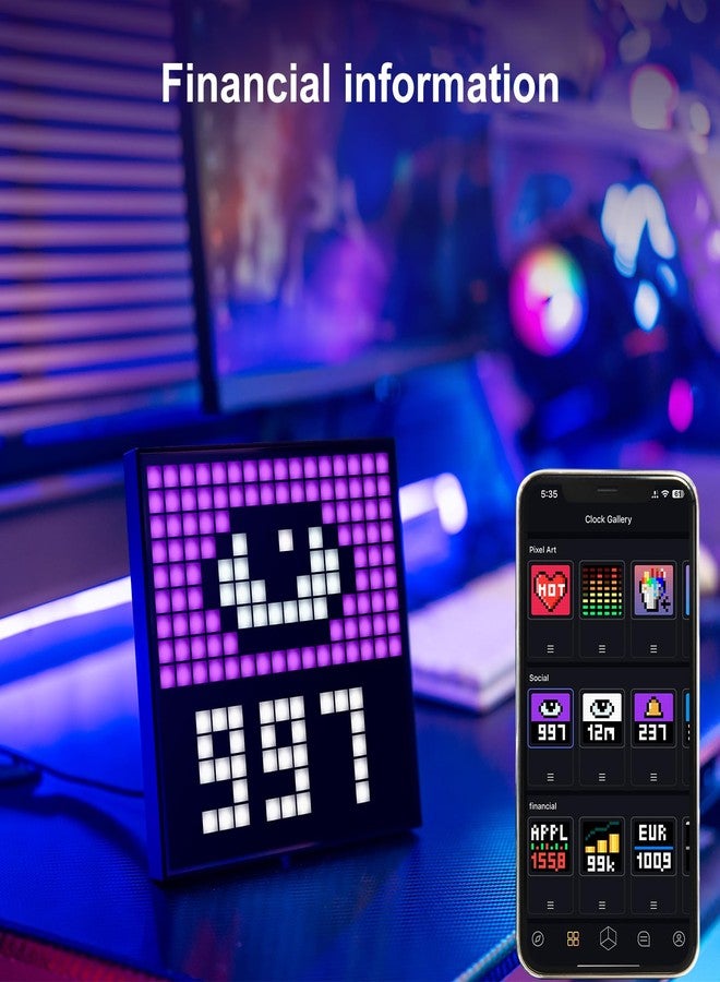 ديفوم ساعة Divoom Pixoo 16 الرقمية - ساعة بكسل آرت رقمية مع تحكم عبر تطبيق واتصال واي فاي، شاشة LED كبيرة 16×16 بكسل، ساعة ذكية مع التاريخ، تذكير بالأحداث، لوحة رسائل للمنزل، المكتب، غرف النوم - Image 4