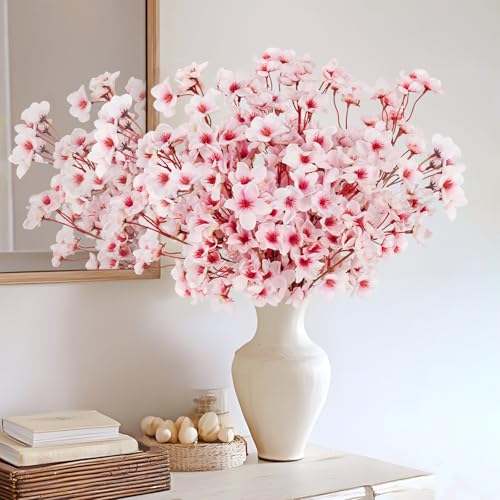 Ruidazon Artificial Cherry Blossom Branches 6 Pcs Faux Silk Cherry Blossom Flowers Fake Spring Cherry Blossom Floral Stems for Vase Wedding Table Centerpieces Indoor Home Decor - Image 3