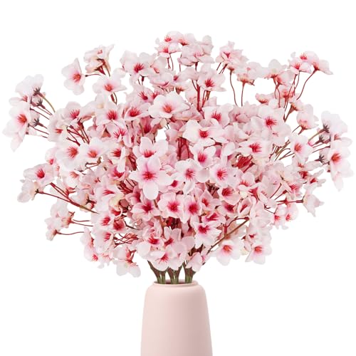 Ruidazon Artificial Cherry Blossom Branches 6 Pcs Faux Silk Cherry Blossom Flowers Fake Spring Cherry Blossom Floral Stems for Vase Wedding Table Centerpieces Indoor Home Decor - Image 1