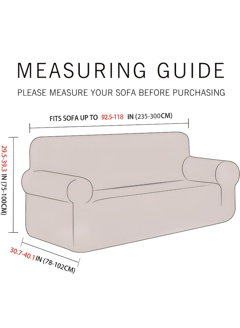 فابينني غطاء أريكة مطاطي مناسب لأربعة مقاعد مصنوع من قماش ناعم وممشط، غطاء حماية كامل للأثاث، غطاء قابل للفك يناسب الأريكة القياسية والمتكئة بمقاس 235-300 سم، أزرق غباري - Image 2