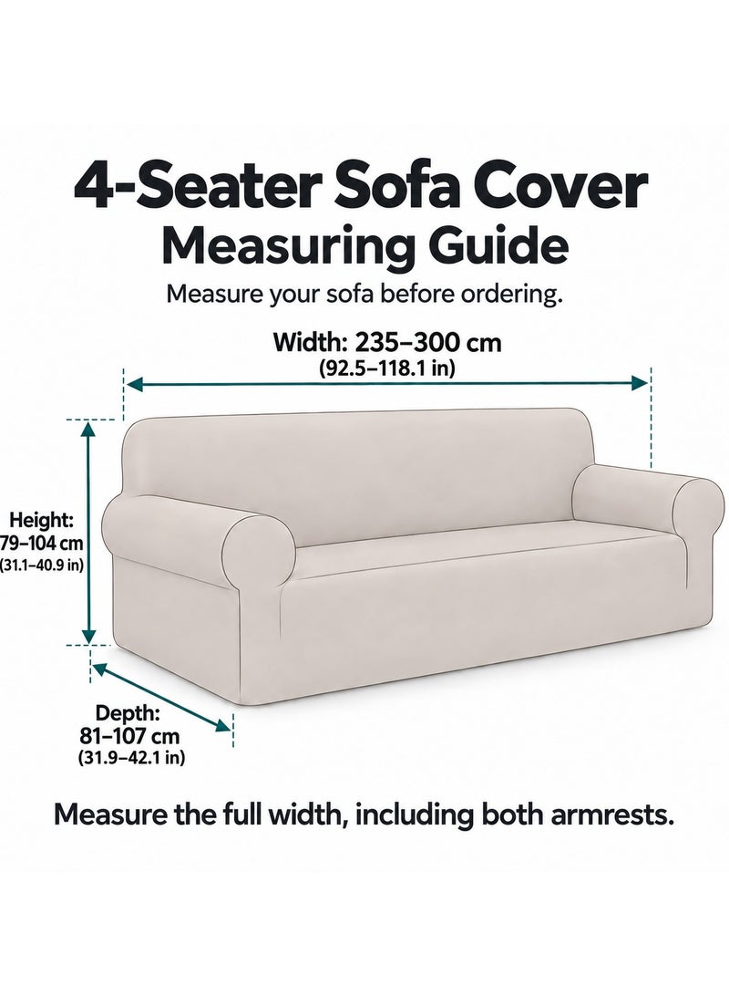 Fabienne Stretch Fit 4-Seater Sofa Cover Soft Brushed Fabric Couch Cover Exquisitely Full Coverage Furniture Protector Slipcover Four Seater Fits on Standard and Recliner Sofa 235-300cm Size Dust Blue - Image 2