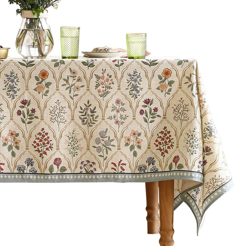 ISAENNE Designer Small Rectangular Tablecloth,Western Linen Colorful Floral Indoor Table Cloth,Wrinkle Resistant Decor Tablecloths for Dining Thanksgiving Kitchen Christmas,55"*71"-Serenity B - Image 1