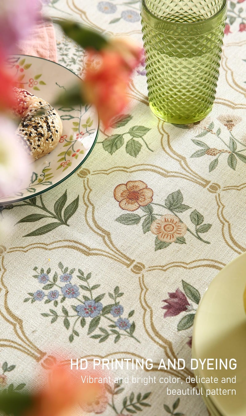 ISAENNE Designer Small Rectangular Tablecloth,Western Linen Colorful Floral Indoor Table Cloth,Wrinkle Resistant Decor Tablecloths for Dining Thanksgiving Kitchen Christmas,55"*71"-Serenity B - Image 5