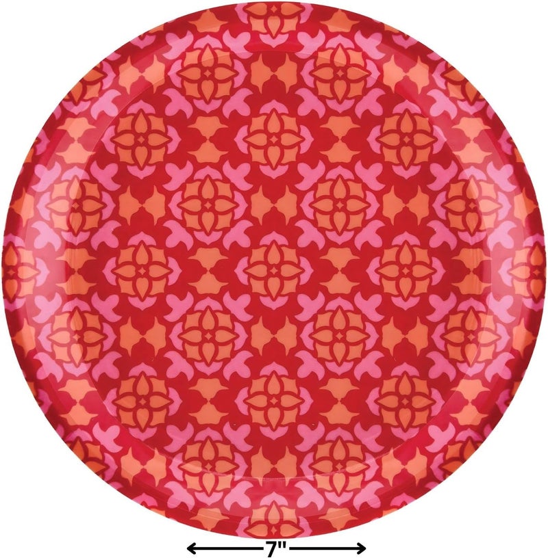 Amscan Vibrant Multicolor Melamine Summer Boho Appetizer Plates  7 Pack of 4  Stunning  Trendy Design  Great for Summer  Outdoor Events - Image 2