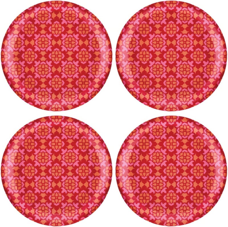 Amscan Vibrant Multicolor Melamine Summer Boho Appetizer Plates  7 Pack of 4  Stunning  Trendy Design  Great for Summer  Outdoor Events - Image 1
