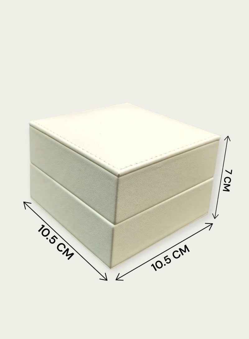 Al Seraj Luxury Ring Jewellery Box Made in Dubai | Premium Cream Rexine Exterior with Soft Suede Interior | Elegant Jewelry Ring Storage & Display Box | Engagement Wedding Jewellery Gift Box - Image 3