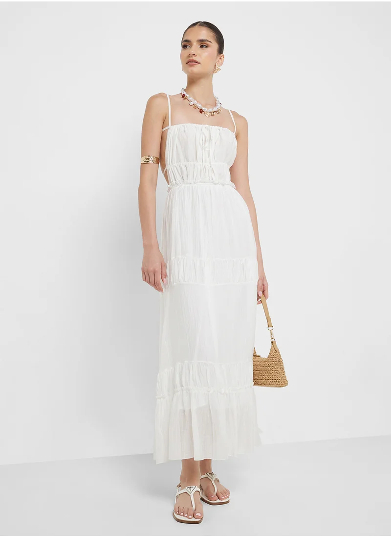 Ginger Strappy A Line Tiered Sun Dress