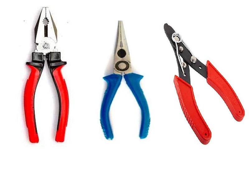 IONIX Tool Kit for Home |1 Year Warranty | Tool Kit, Tool Box, 2 Type Plier and Wire Cutting Pliers for Electrical Work, Combination Plier Nose, Wire Cutter Combo (Multicolor, Pack of 3) - Image 1