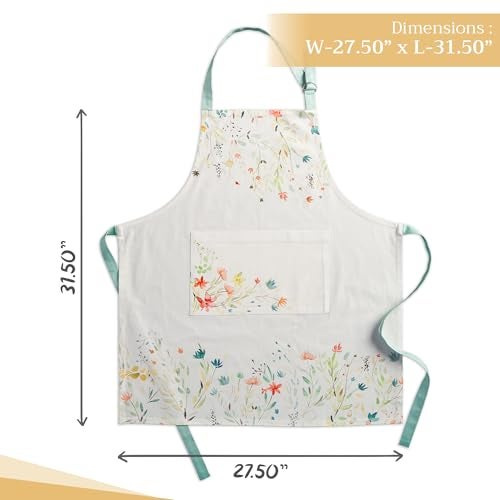 Maison d' Hermine Apron for women with Pocket 100% Cotton 27.50"x31.50" 1 Piece Adjustable Neck Strap & long ties Apron Men, Chef, Wedding, Cooking, Gardening, Server Spring/Summer (Colmar) - Image 3