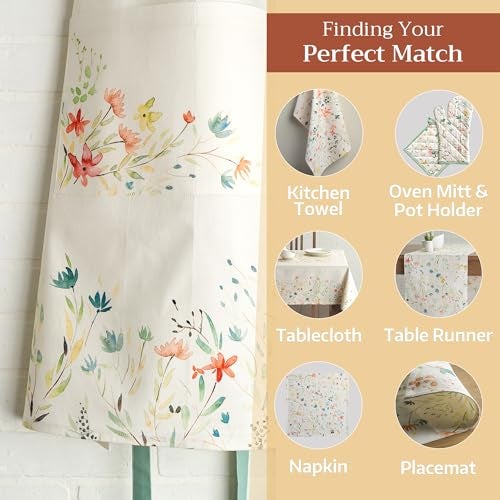 Maison d' Hermine Apron for women with Pocket 100% Cotton 27.50"x31.50" 1 Piece Adjustable Neck Strap & long ties Apron Men, Chef, Wedding, Cooking, Gardening, Server Spring/Summer (Colmar) - Image 5