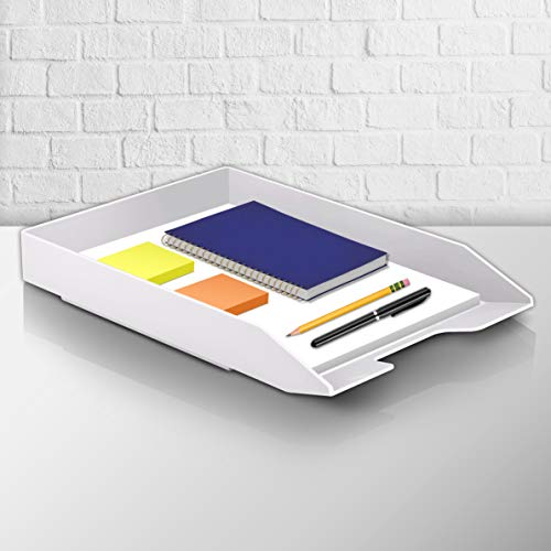 Acrimet Stackable Letter Tray Front Load, Letter Size, Plastic, White Color, 1 Unit - Image 2