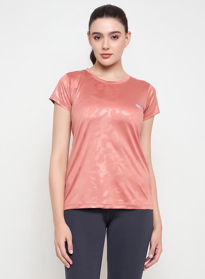 Clovia Peach Comfort Fit Camouflage Print Active T-Shirt - Image 2