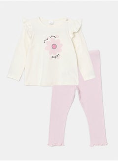 LC WAIKIKI Crew Neck Floral Baby Girl Blouse and Leggings 2-Pack  - Image 1