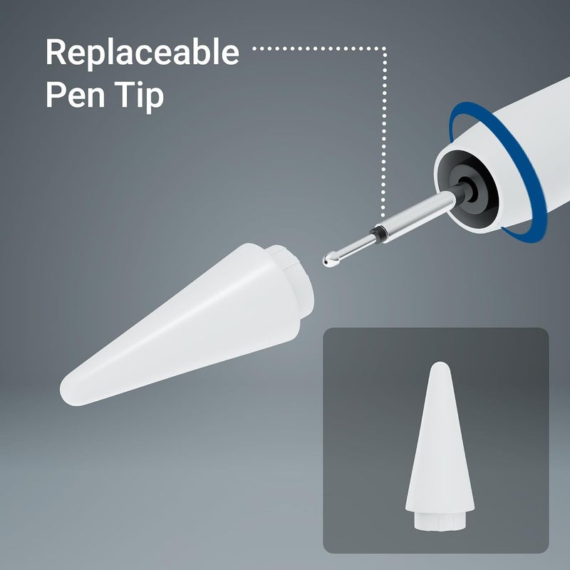 زيبونيكس قلم Pencil PRO الجديد لأجهزة iPad وiPad Mini وiPad Air وiPad Pro، مع رفض راحة اليد، دقة فائقة، رأس قلم قابل للاستبدال، هيكل ألومنيوم خفيف الوزن، تصميم قفل مغناطيسي - Image 5