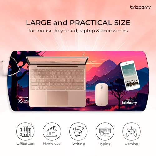 ARTBRIZ® Brizberry Extended Mouse Pad, Desk Mat, 740mm x 310mm x 3mm Large Printed Premium Anti Skid Rubber Base for Desktop Laptop Keyboard (DM Design 6) - Image 4