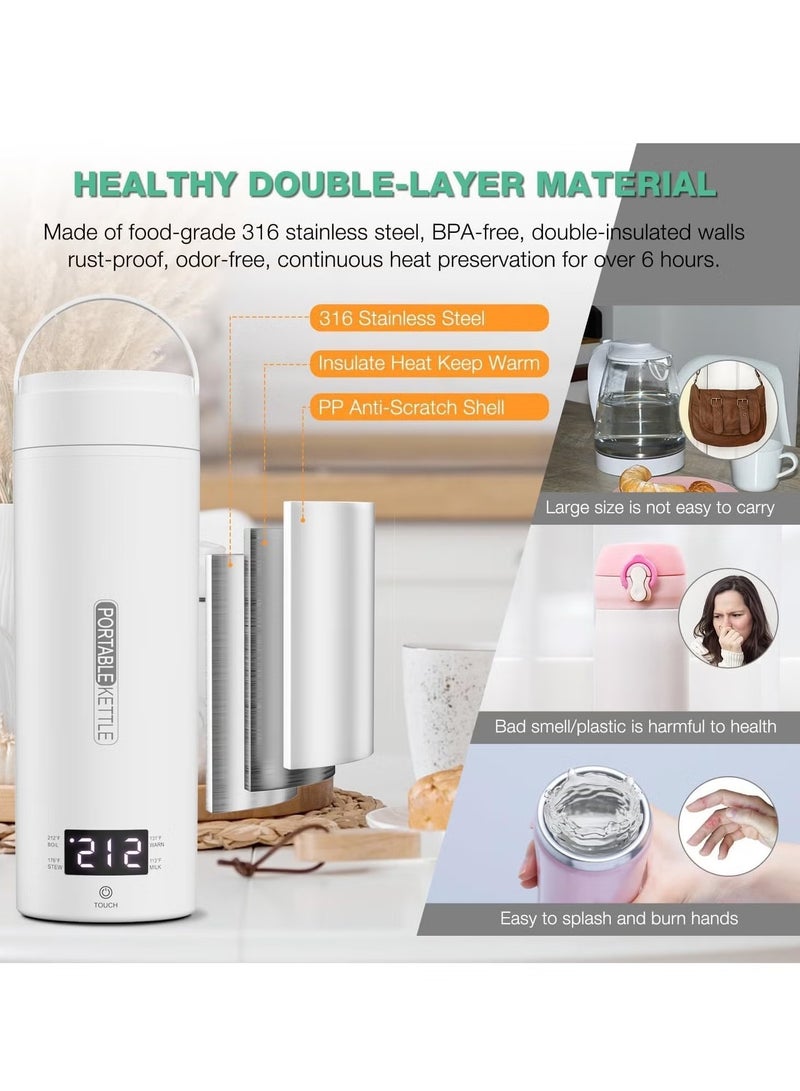 DOSCHER Thermos Cup Electric Kettle Stainless Steel Hot Water Boiler Travel Tea Coffee Kettle with 4 Temperature Control, Fast Boiling, Auto Shut off - Image 3