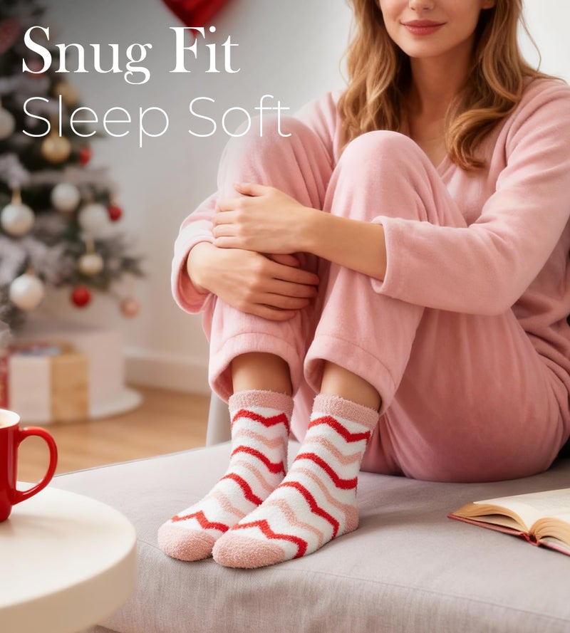 HONGTEYA Valentines Day GIfts Fuzzy Socks for Women Girls Cozy Soft Warm Winter Fluffy Slipper Socks Galentines Day Gifts - Image 5
