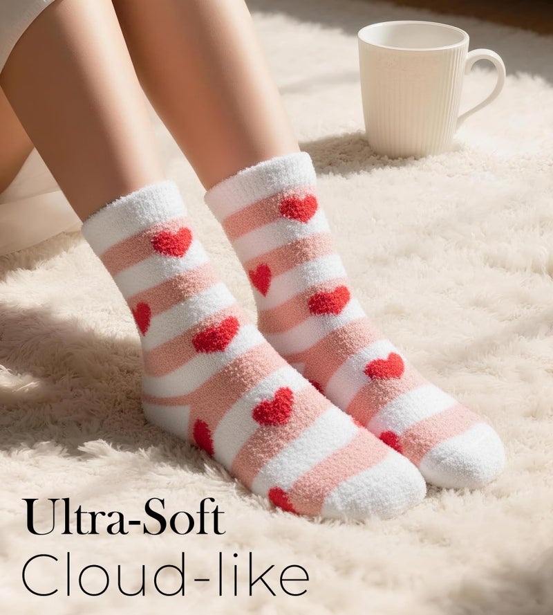 HONGTEYA Valentines Day GIfts Fuzzy Socks for Women Girls Cozy Soft Warm Winter Fluffy Slipper Socks Galentines Day Gifts - Image 4