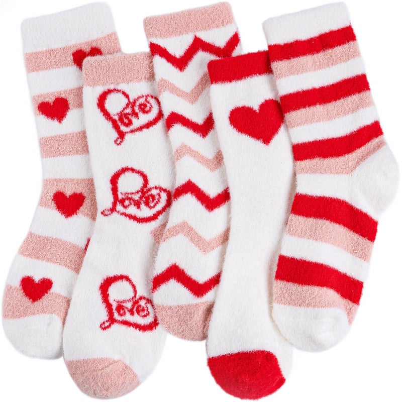 HONGTEYA Valentines Day GIfts Fuzzy Socks for Women Girls Cozy Soft Warm Winter Fluffy Slipper Socks Galentines Day Gifts - Image 1