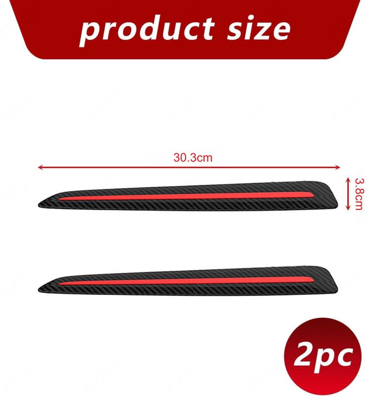 MIZZEO 3R-2144 Anti-Collision Bumper Guard Strip, Carbon Black Red, Scratch Protector Trim, Compatible with Skoda Rapid (Type-I) 2008-2017 - Image 3