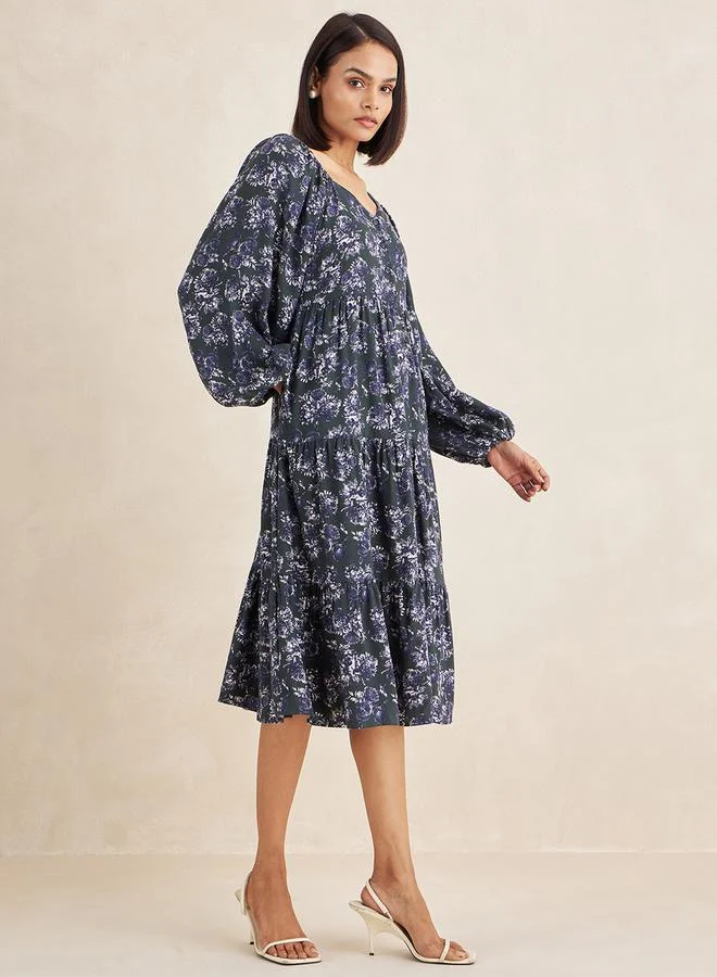 Femmella Floral Print Midi Dress