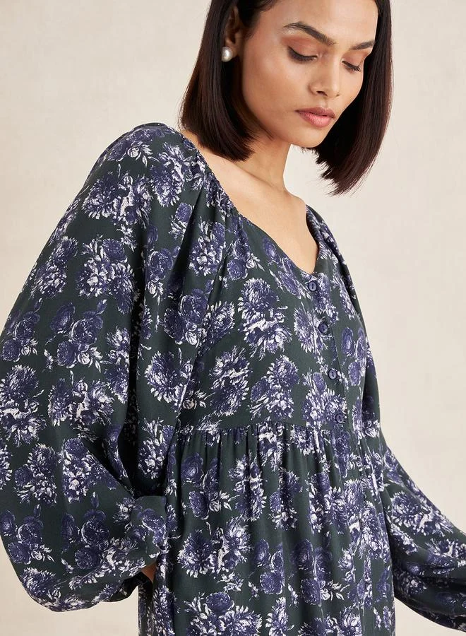 Femmella Floral Print Midi Dress