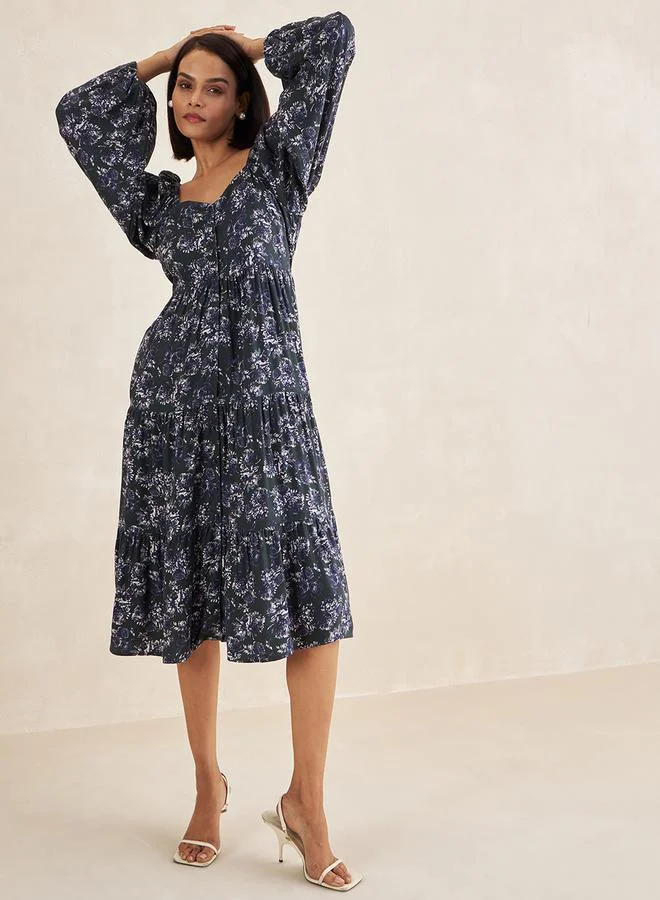 Femmella Floral Print Midi Dress