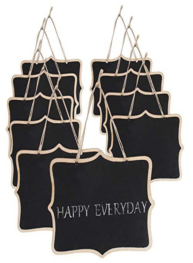 Canitor 10 Pack Black Hanging Chalkboard Sign - Small Mini Erasable Wooden Rectangle Chalkboards - Image 1