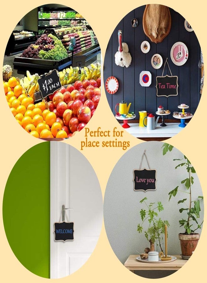 Canitor 10 Pack Black Hanging Chalkboard Sign - Small Mini Erasable Wooden Rectangle Chalkboards - Image 5