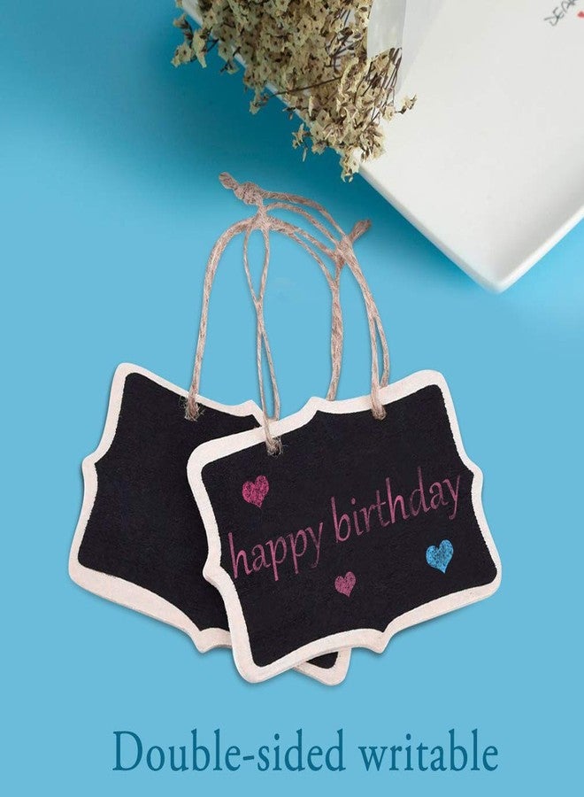 Canitor 10 Pack Black Hanging Chalkboard Sign - Small Mini Erasable Wooden Rectangle Chalkboards - Image 3