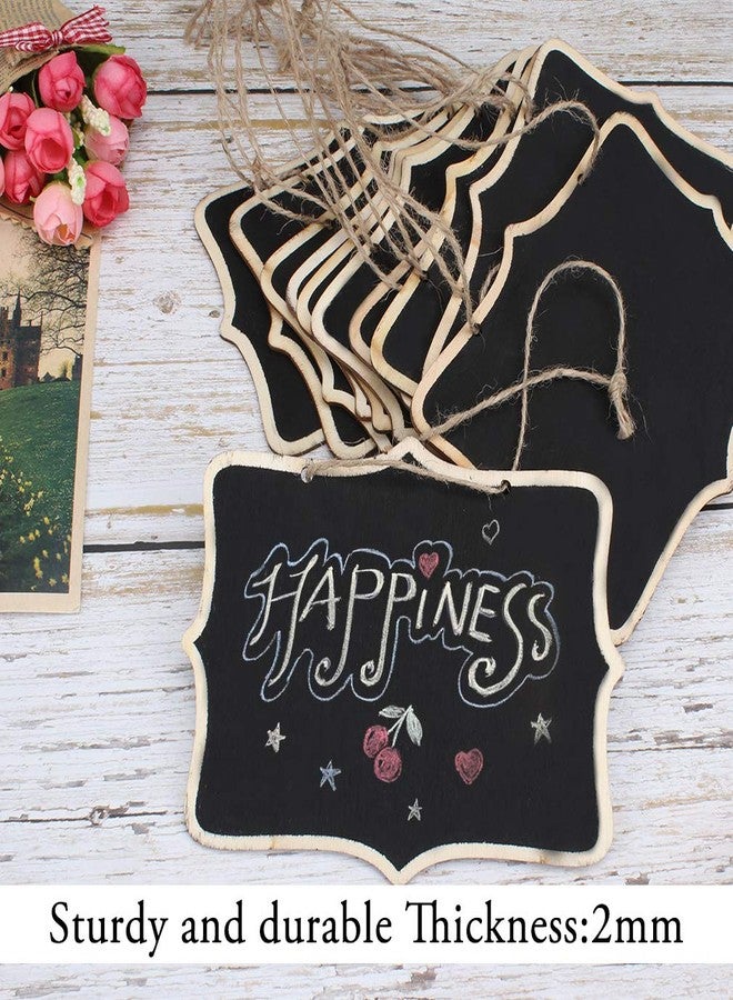 Canitor 10 Pack Black Hanging Chalkboard Sign - Small Mini Erasable Wooden Rectangle Chalkboards - Image 2