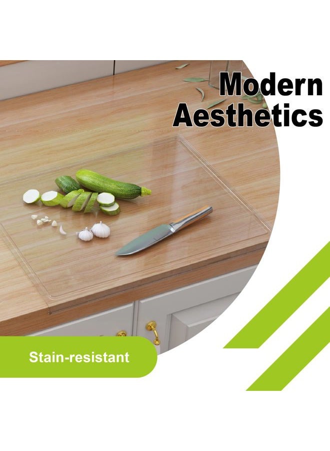 MEWSDEN Acrylic Cutting Board with Juice Groove, Non Slip Clear Cutting Board with Counter Lip, 20"x16" Cutting Boards for Kitchen Countertop, Aesthetic Kitchen Décor - Image 4
