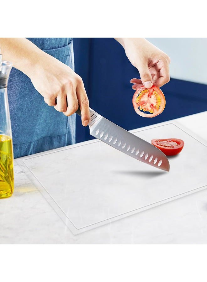 MEWSDEN Acrylic Cutting Board with Juice Groove, Non Slip Clear Cutting Board with Counter Lip, 20"x16" Cutting Boards for Kitchen Countertop, Aesthetic Kitchen Décor - Image 1