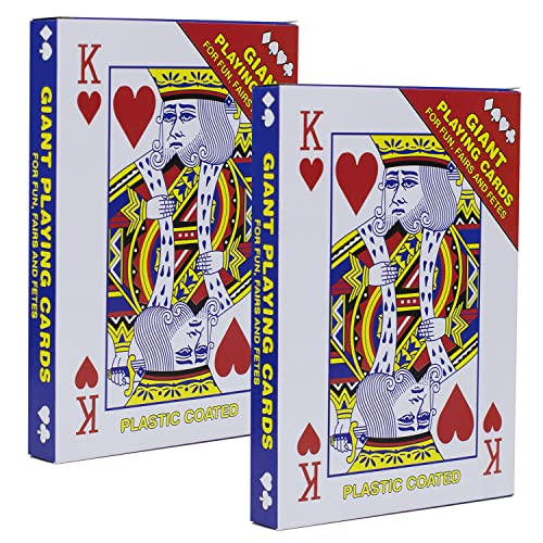 SUUJI 2 Pack Large Jumbo Playing Card Deck 5x7 Inch Giant Poker Super Big Game Card Set Oversized Bridge Playing Cards Huge Magic Poker for Family Party Fun - Image 1