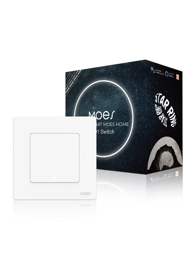 مويس مفتاح زر الضغط الذكي تيوا من مويس بتقنية ZigBee - تحكم في منزلك بسهولة - يتطلب محور ZigBee من مويس للتحكم بالتوقيت، عن بُعد والتحكم الصوتي - متوافق مع أليكسا وجوجل هوم - 1 جناح، أبيض - Image 1