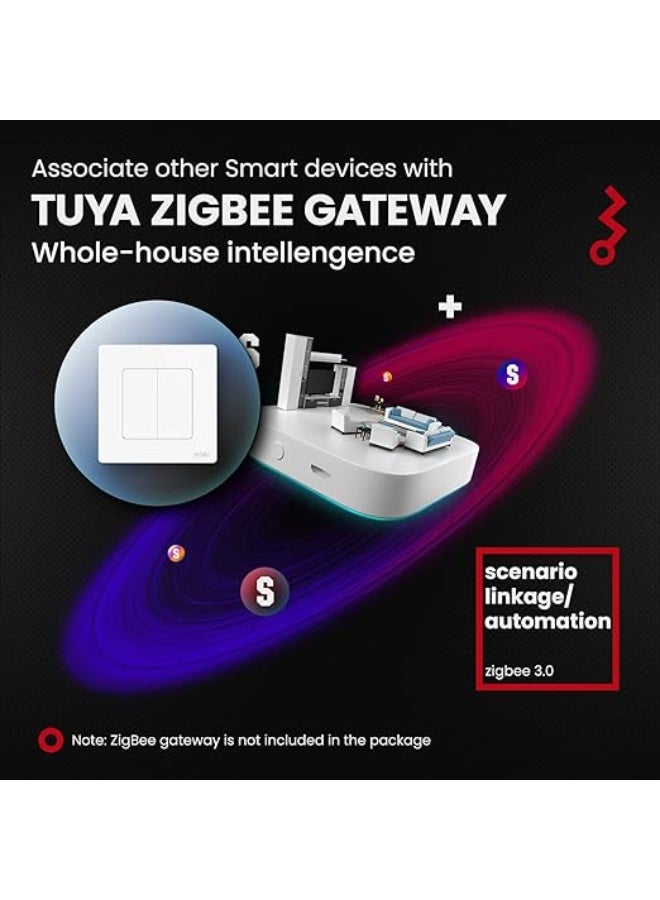 مويس مفتاح زر الضغط الذكي تيوا من مويس بتقنية ZigBee - تحكم في منزلك بسهولة - يتطلب محور ZigBee من مويس للتحكم بالتوقيت، عن بُعد والتحكم الصوتي - متوافق مع أليكسا وجوجل هوم - 1 جناح، أبيض - Image 4