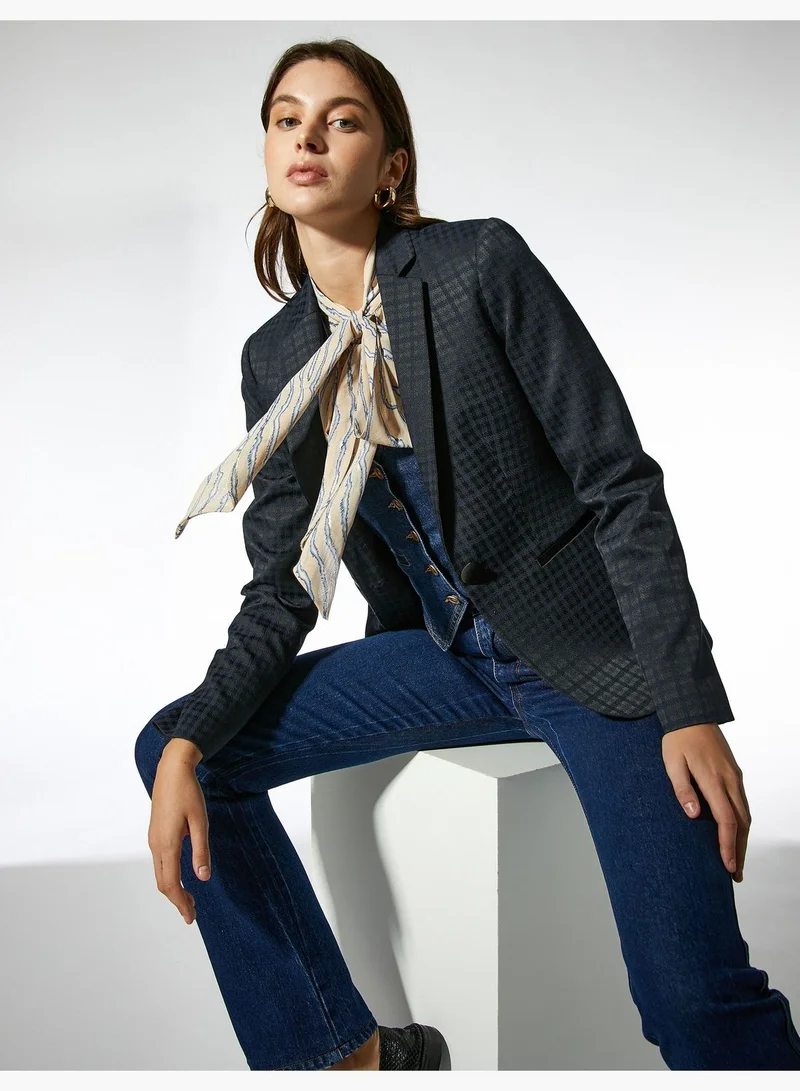 KOTON Jacquard Pocket Detail Blazer Jacket