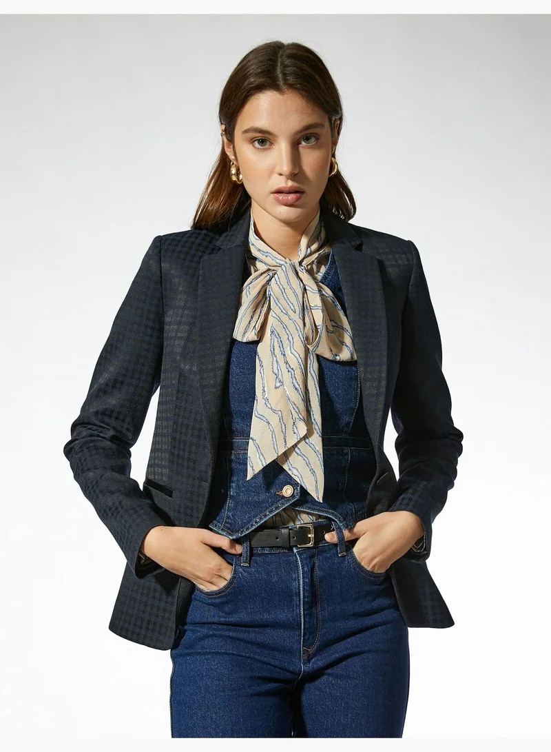KOTON Jacquard Pocket Detail Blazer Jacket