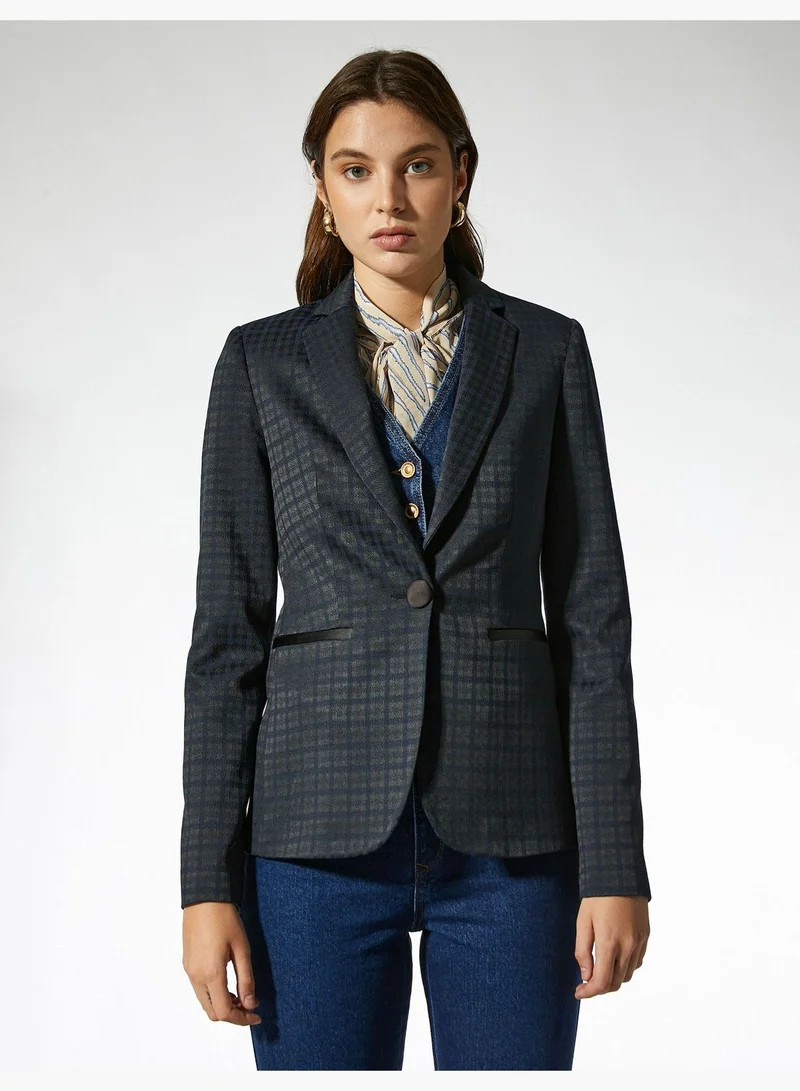 KOTON Jacquard Pocket Detail Blazer Jacket