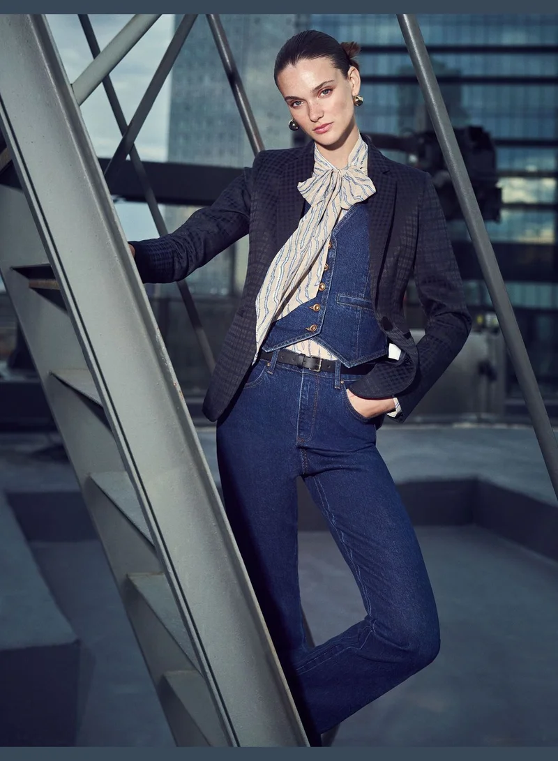KOTON Jacquard Pocket Detail Blazer Jacket