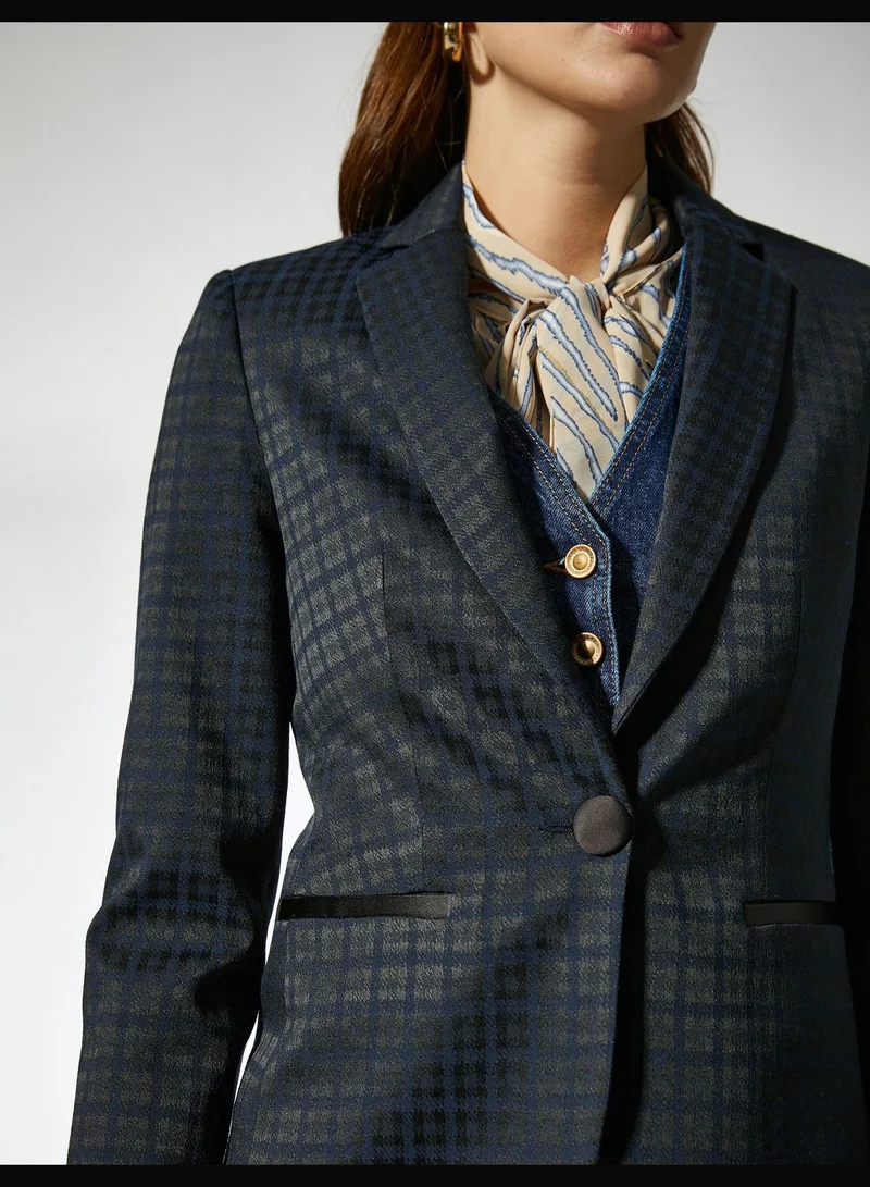 KOTON Jacquard Pocket Detail Blazer Jacket