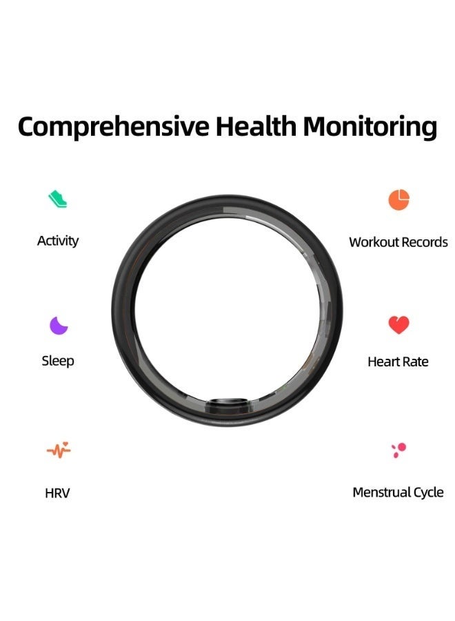 Arabest Smart Ring, Health Tracker for Women Men, Fitness Tracker with Heart Rate, Blood Oxygen, Sleep Monitor, Calories, Step Counter, IP68 Waterproof Smart Ring for iPhone & Android, No Subscription Fee (Silver, 8#) - Image 3